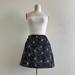 handmade black white abstract floral mini skirt